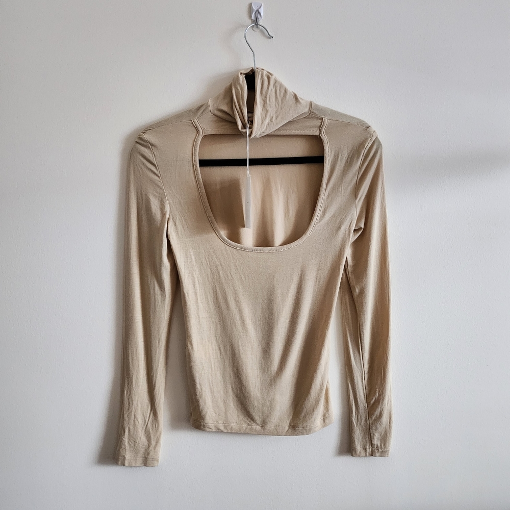 OAK + FORT I NWT XS Cut Out Turtleneck I tan